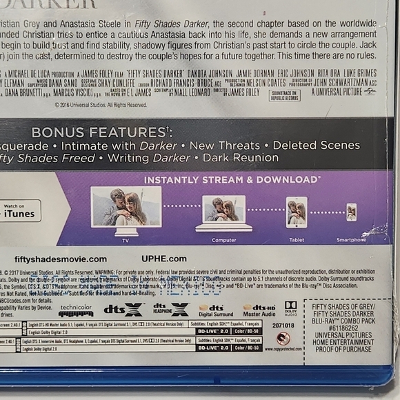 Fifty Shades of Grey + Fifty Shades Darker Blu Ray Unrated Edition + Digital - Picture 3 of 3